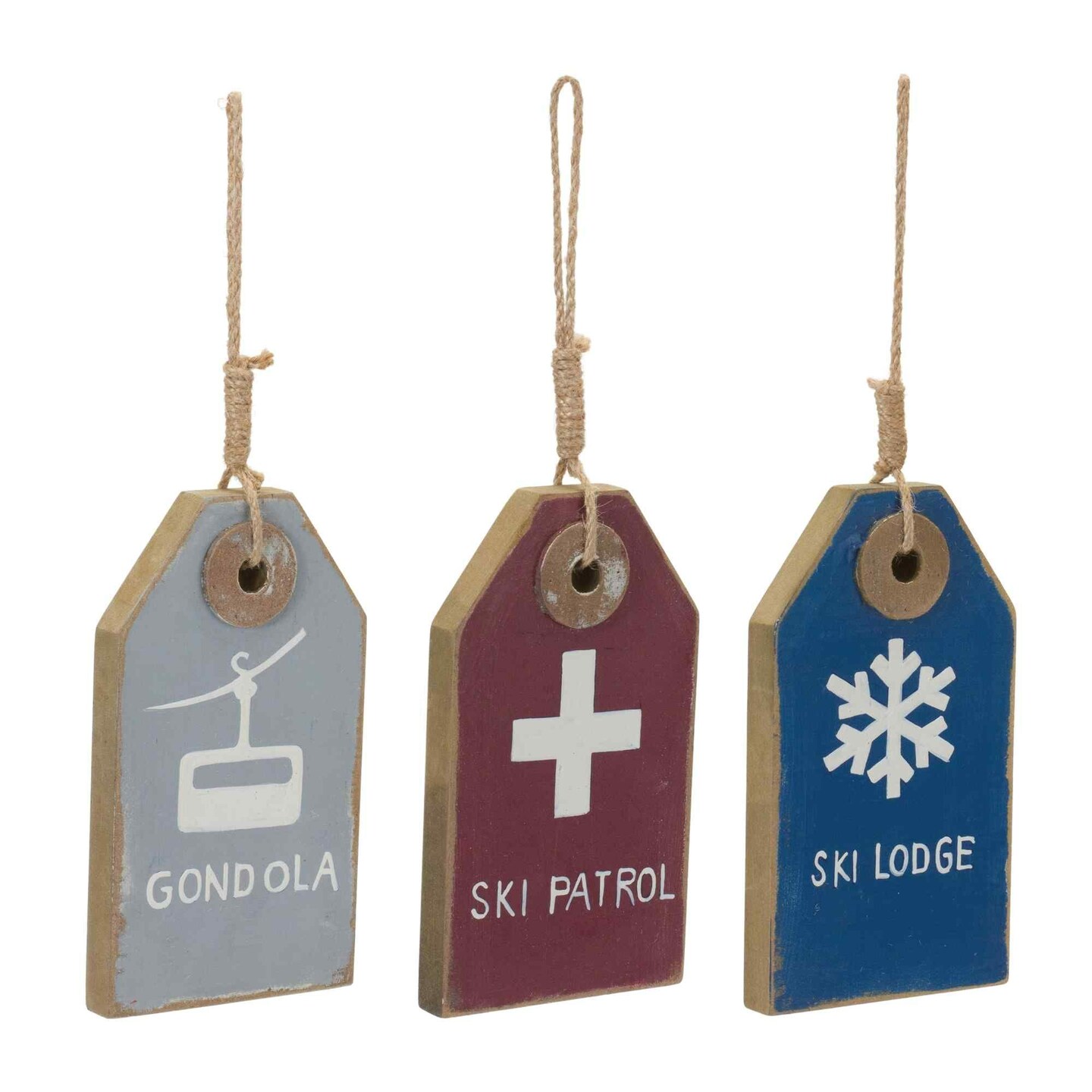 Melrose Distressed Ski Tag Christmas Ornaments - 11&#x22; - 12ct