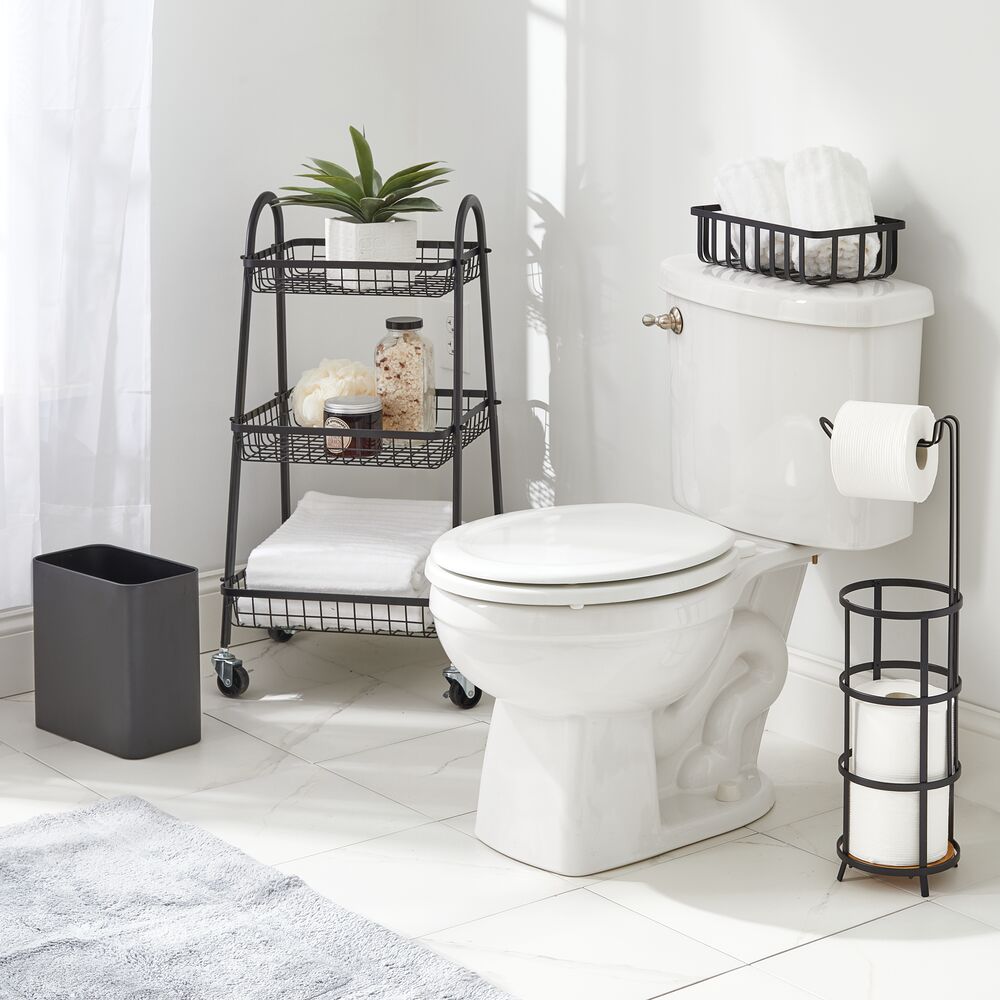 mDesign Metal Toilet Paper Holder Stand and Dispenser, Holds 4 Rolls