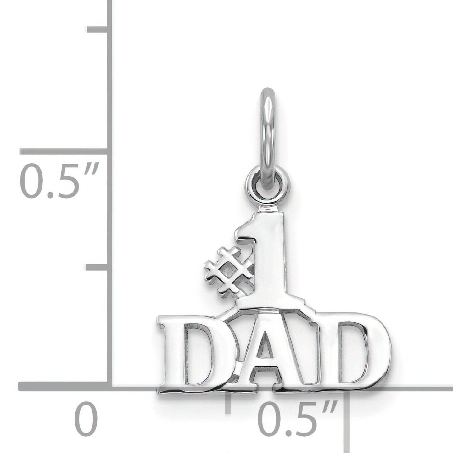 14K White Gold #1 Dad Charm Father Family Pendant Jewerly 17mm x 14mm