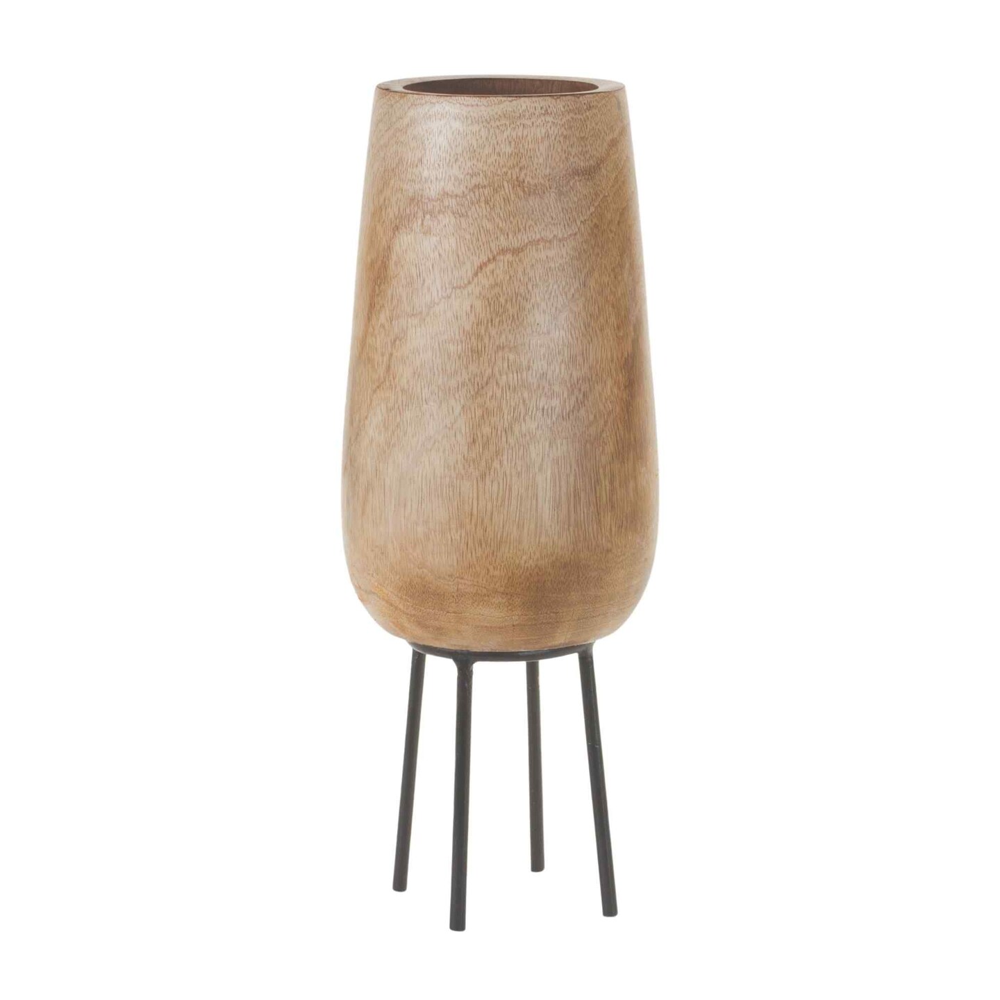 Melrose Wooden Decorative Vase with Stand - 15&#x22; - Brown and Black