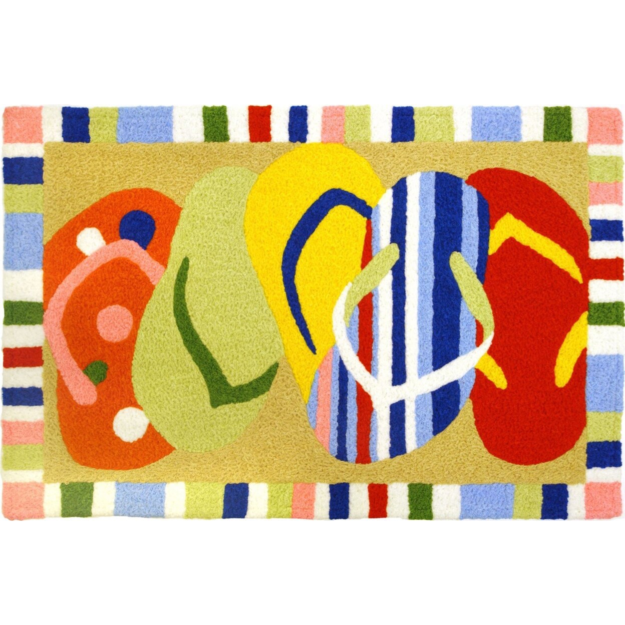 Jellybean Home Decorative Indoor Multi-Colored Sandals - 20&#x22; X 30&#x22;