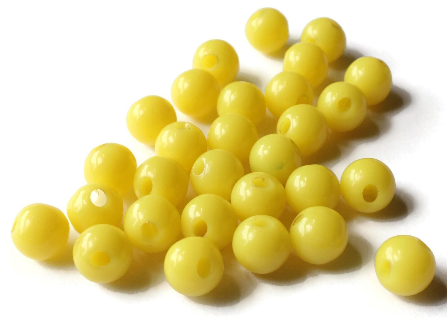 30 7mm 1/4 Inch Opaque Yellow Vintage Lucite Ball Buttons