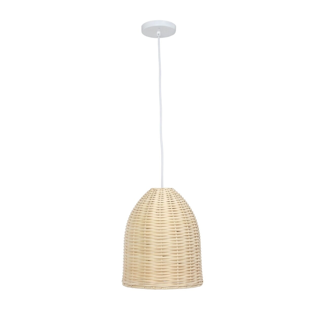 Elegant Designs Elongated Coastal Dome Rattan Downlight Pendant, Natural