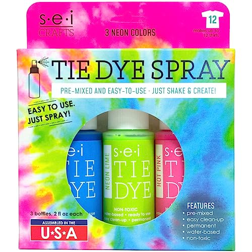 S.E.I. Neon Tie-Dye Kit, Fabric Spray Dye, 3 Colors