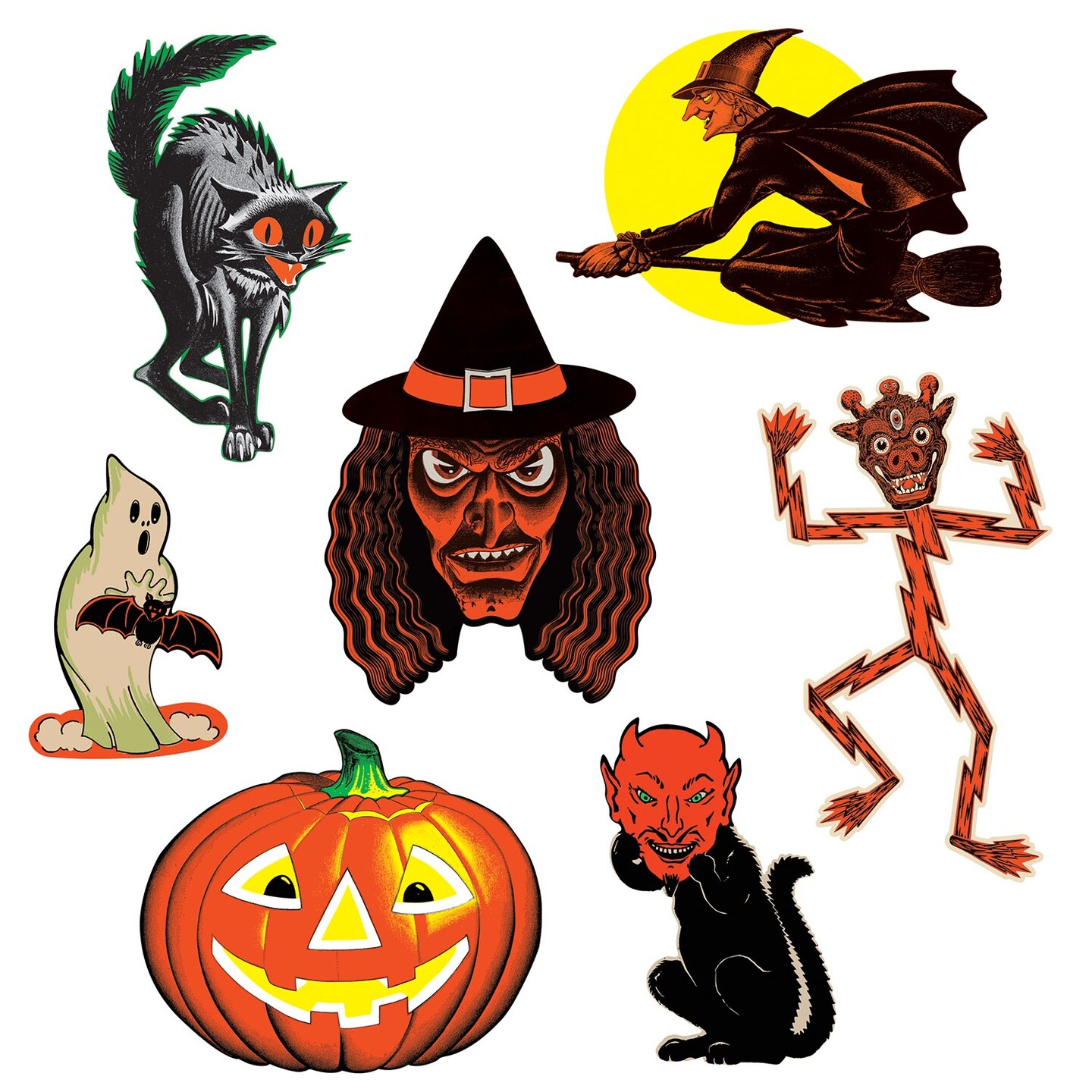Beistle 84 Counts Orange and Black Vintage Halloween Classic Cutouts 16&#x201D;