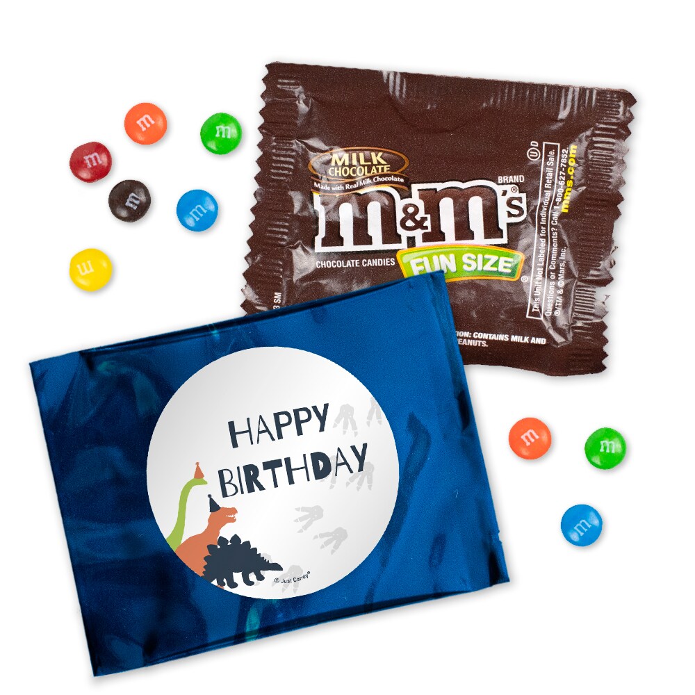 Dinosaur Birthday Candy M&#x26;M&#x27;s Party Favor Packs (12ct or 24ct) - Milk Chocolate