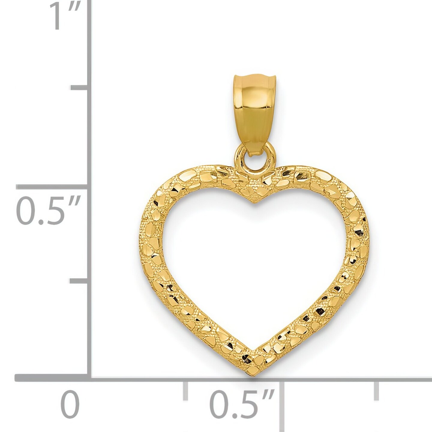 14K Gold Nugget Heart Pendant Charm Jewelry FindingKing 21mm x 15mm