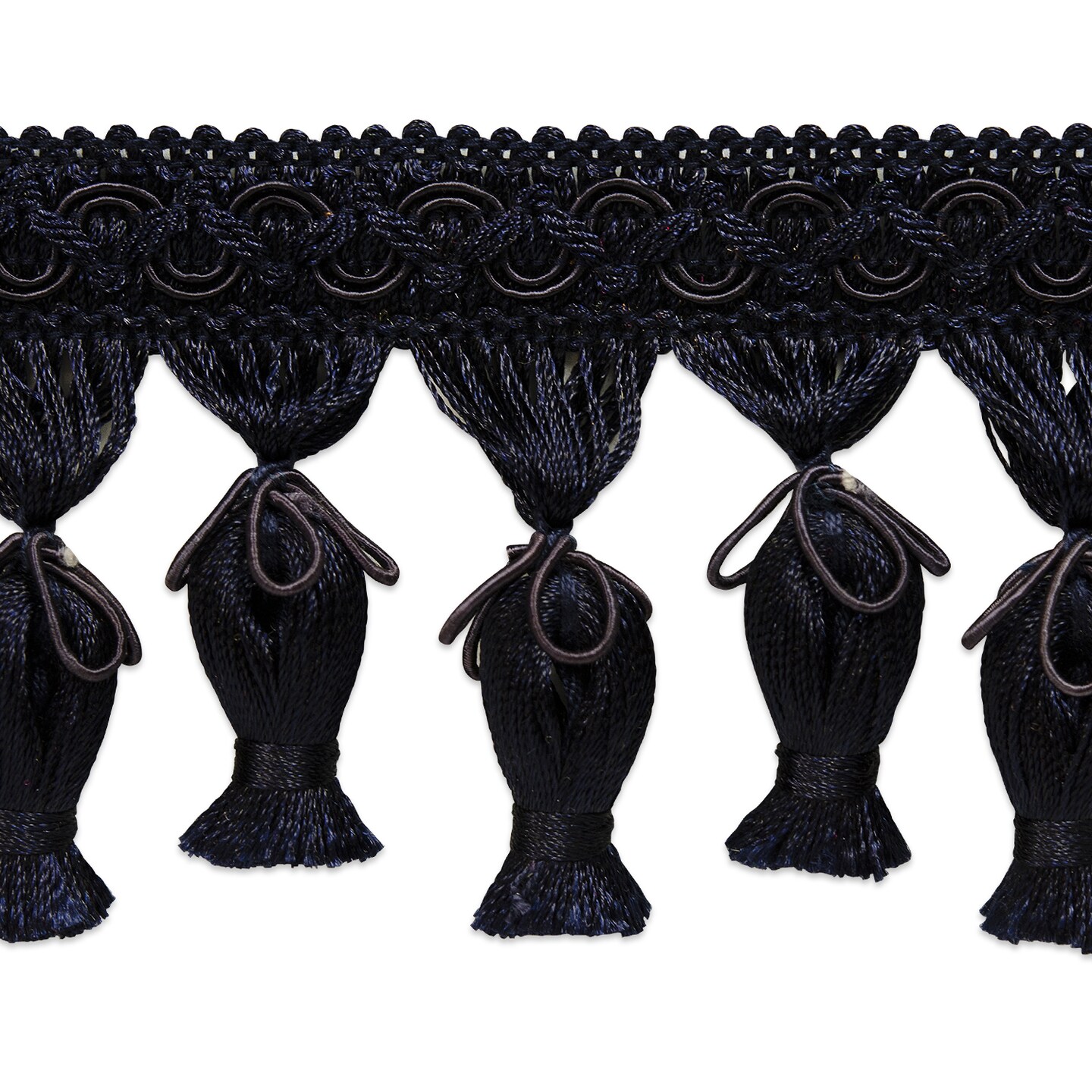 Tied Tassel Fringe Trim Navy