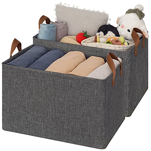 Storage Baskets for Shelves with Metal Frame, Fabric Storage Bins