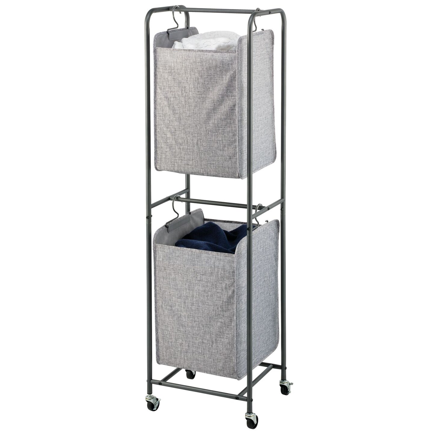 mDesign Vertical Portable Laundry Hamper Basket - Metal Frame