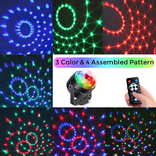 [2-Pack] RGB Disco Ball Lights with Remote Control, Sound Activated DJ Lighting, Strobe Lamps with 7 Modes for Home, Dance Parties, Bars, Karaoke, Christmas, Weddings, and Clubs