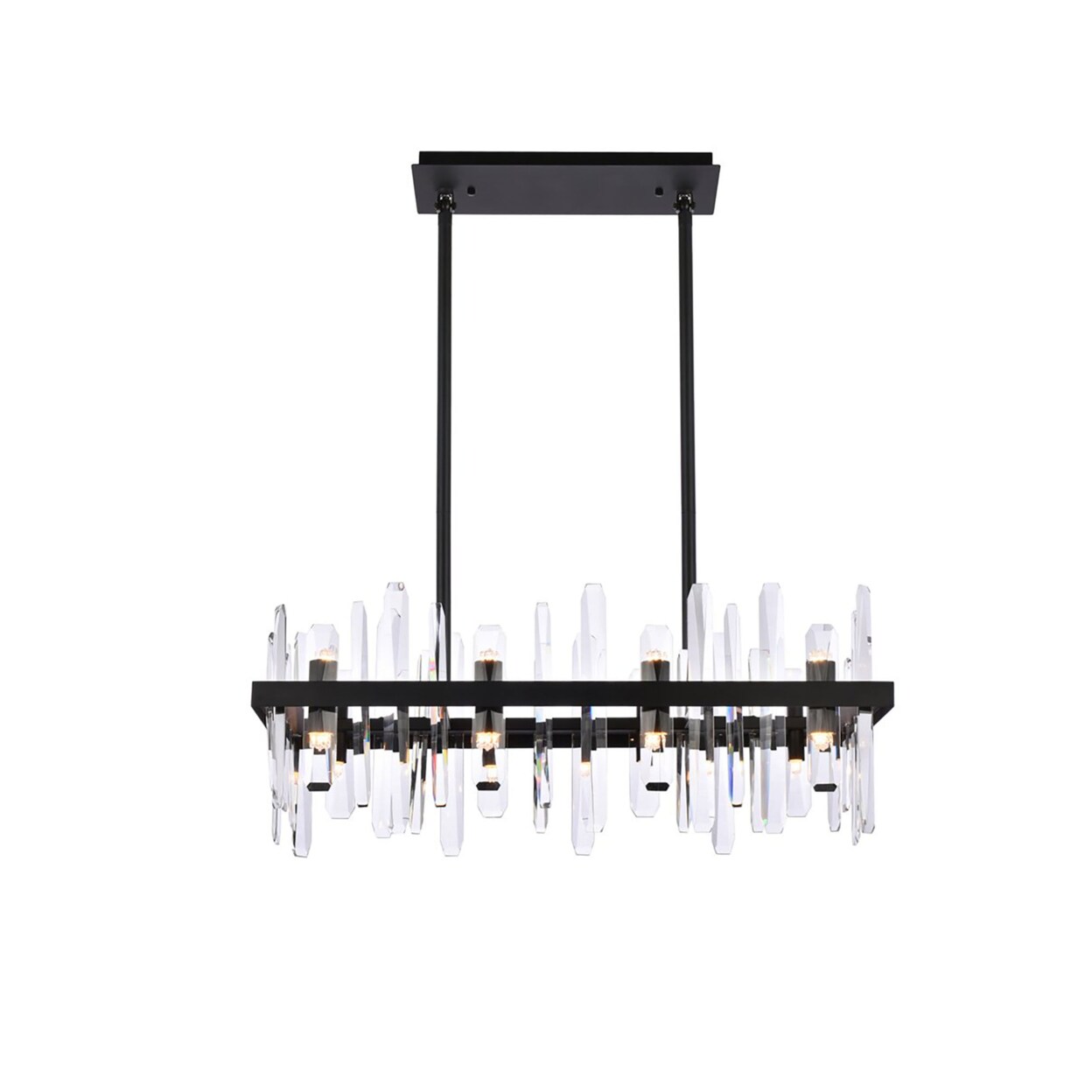 Elegant Lighting Modern Home Decorative Metal Serena 30 Inch Crystal Rectangle Chandelier - Black, Clear