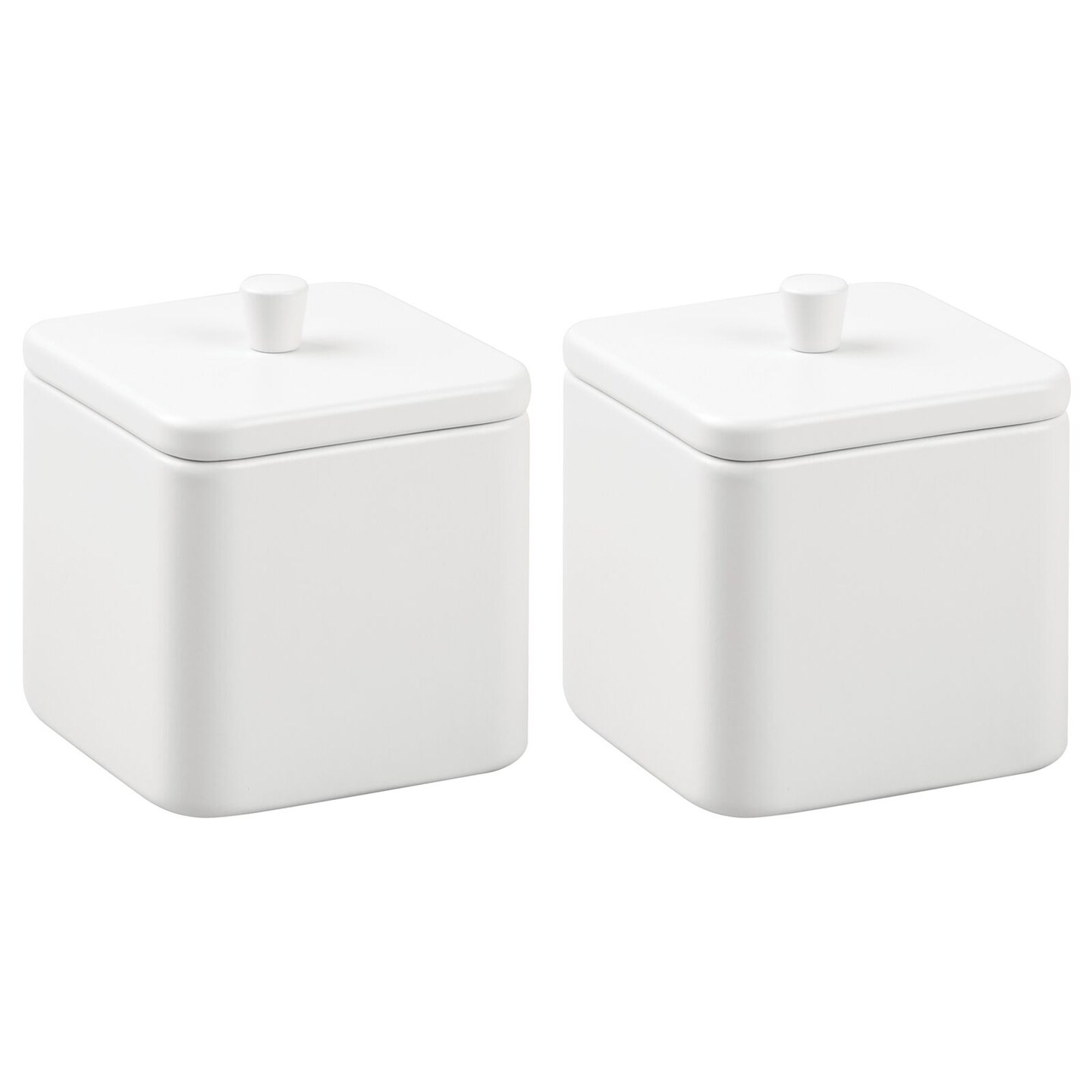 mDesign Square Metal Bathroom Vanity Canister Apothecary Jar 2 Pack