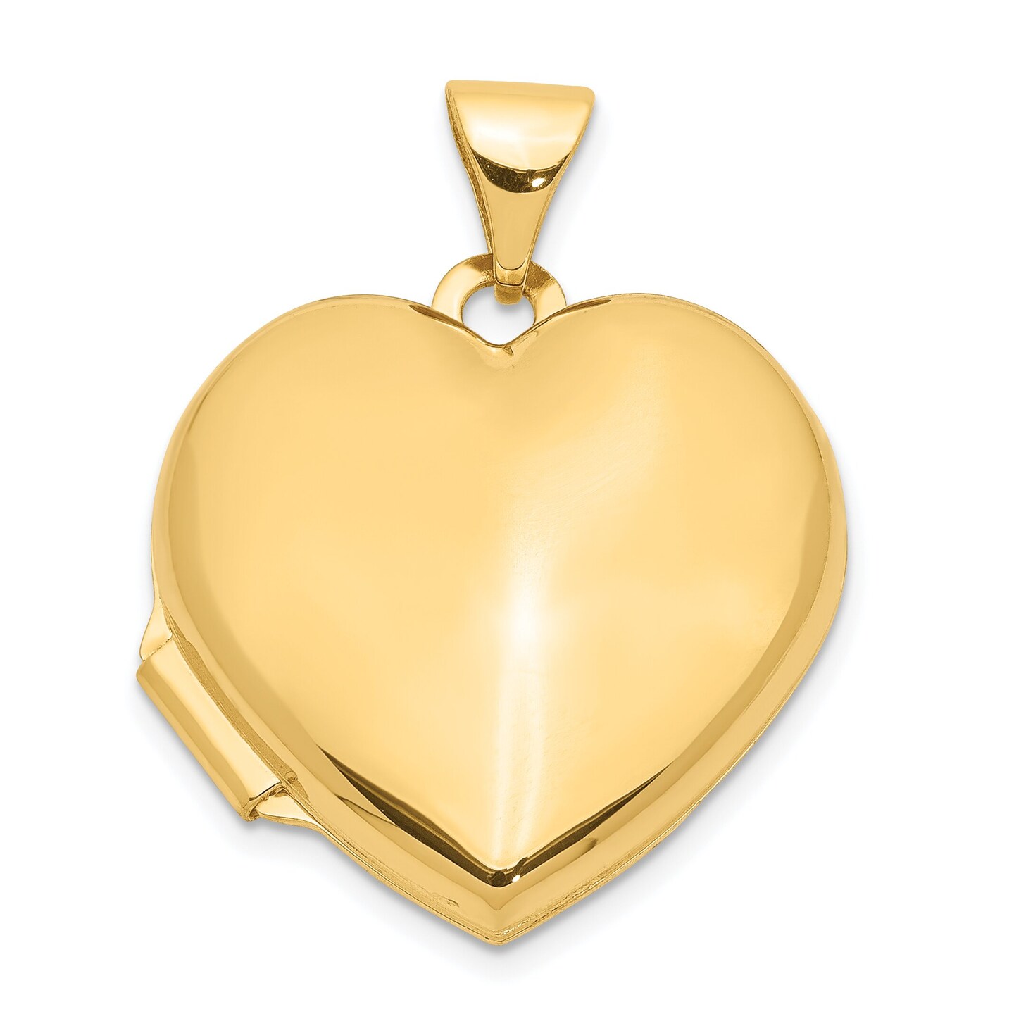 14K Gold Plain Heart Locket Photo Pendant Jewelry 22.9mm x 18.1mm