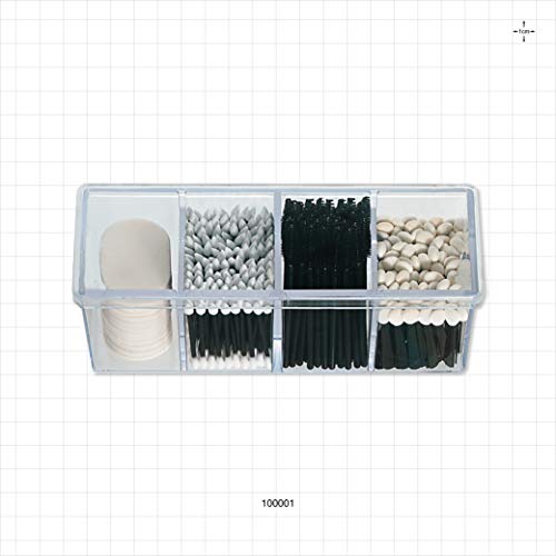4-Compartment Makeup Organizer and Storage: Transparent Multi-functional Bathroom Closet Storage with 4 Trays and Clear Lid for Cosmetics, Cotton Balls or Sponges