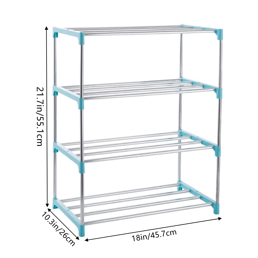 Xerhnan 4-Tier Stackable Small Shoe Rack, Lightweight Shoe Shelf Storage  Organizer for Entryway, Hallway and Closet (blue)