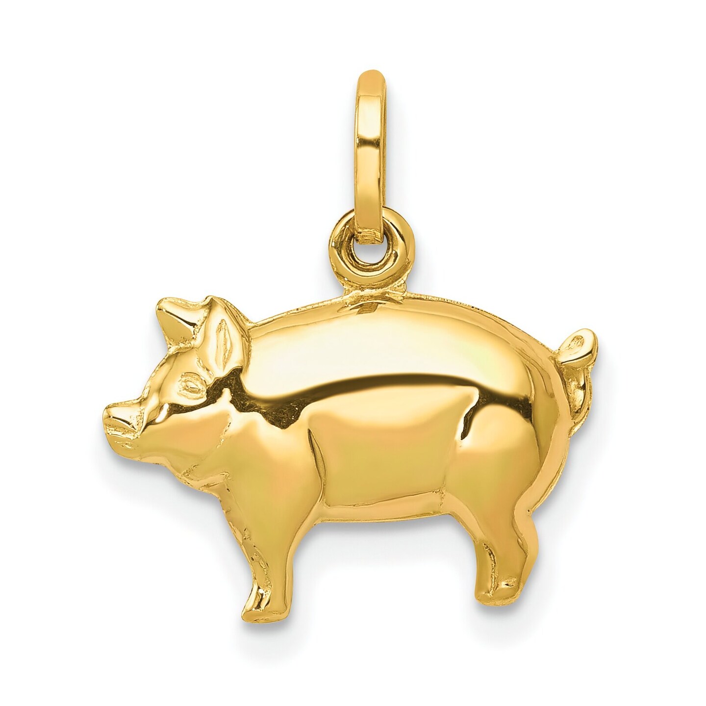 14K Yellow Gold Pig Charm Farm Animal Pendant Jewelry 16.5mm x 16mm