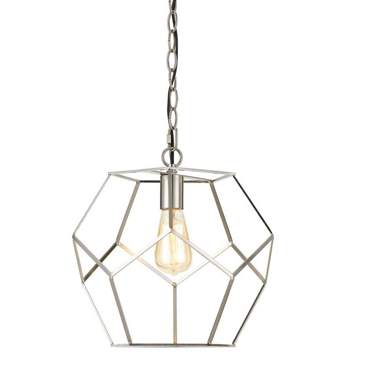 AF Lighting Bellini Pendant, 1-60W Edison Bulb, 13&#x22;W X 12.25&#x22;H, Hardwire or Plug - Brushed Nickel