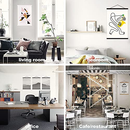 Magnetic Poster Hanger, 8x10 8x20 8x11 Poster Frame Wood Wooden Magnet Print Posters Dowel Scroll Hanger Hangers Hanging Kit for Walls Map Canvas Artwork (Black, 8")