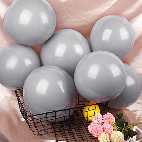 100 Pack 12 Inch Gray Balloons - Latex Balloons for Weddings, Birthday Parties, Bridal Showers, and Party Decorations