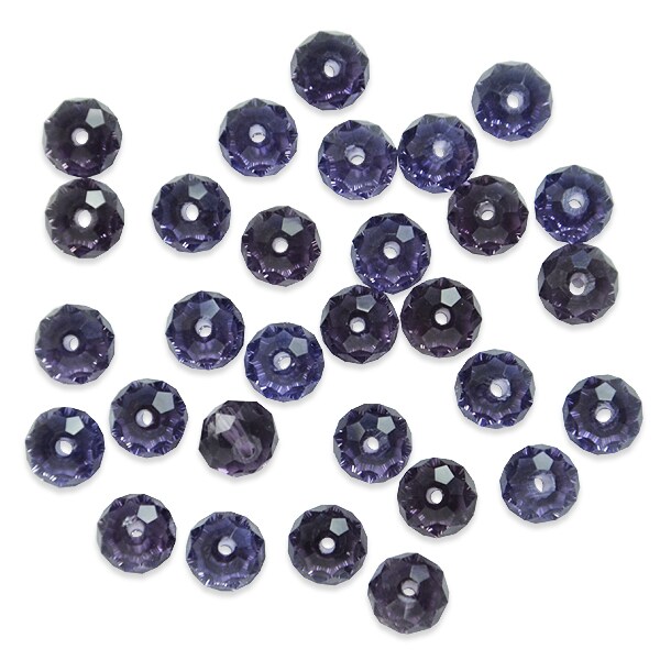 Rondelle Faceted Crystal Glass Beads 8x6mm.
