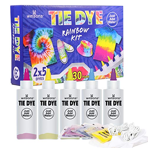Tie Dye Kit 5 Colors Permanent Fabric Dye Art Set for Kids Adults for School, Homemade Party, Creative Groups Activities, DIY Gift