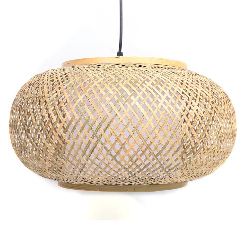 Kitcheniva Vintage Bamboo Wicker Rattan Pendant Lamp Fixture 60cm 