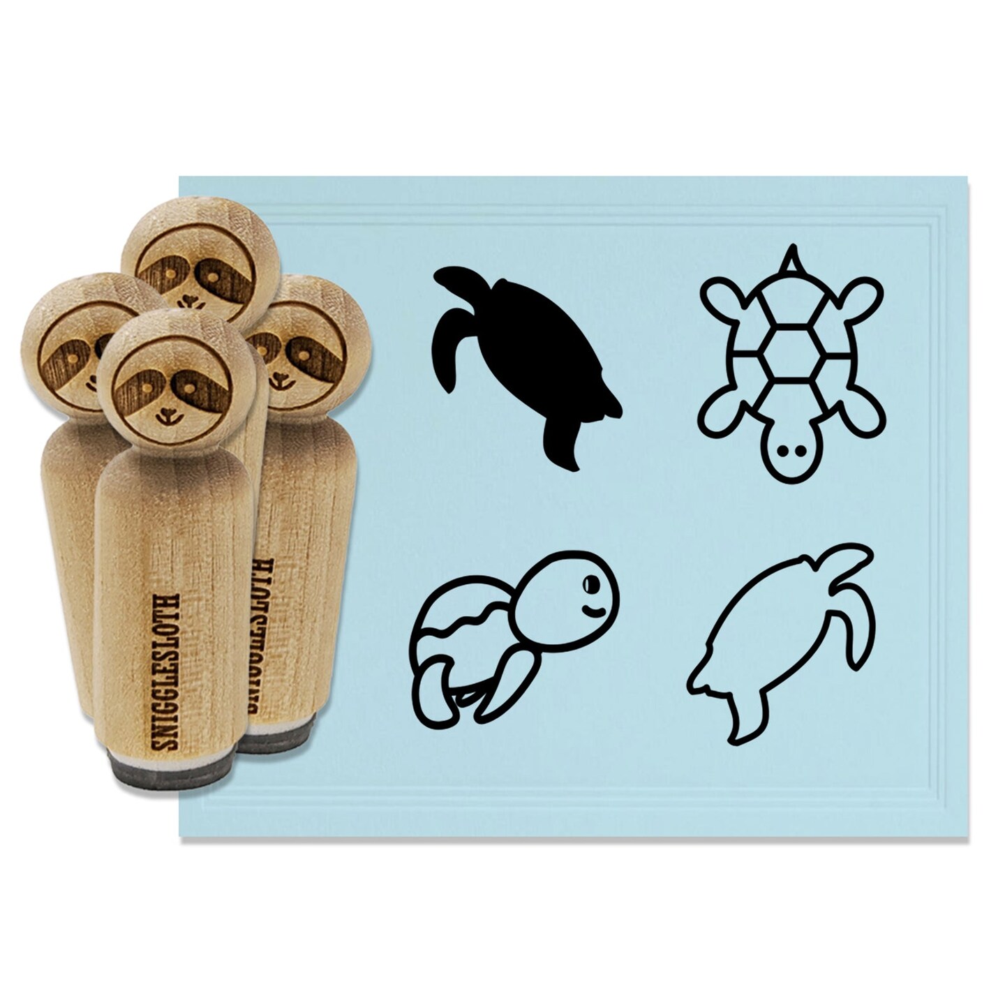 Turtles Sea Baby Swimming Rubber Stamp Set for Stamping Crafting Planners