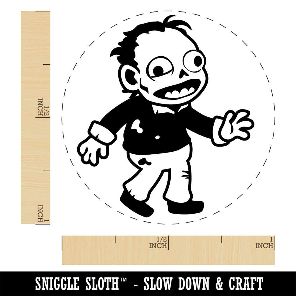 Happy Zombie Shambling Undead Monster Rubber Stamp for Stamping Crafting Planners