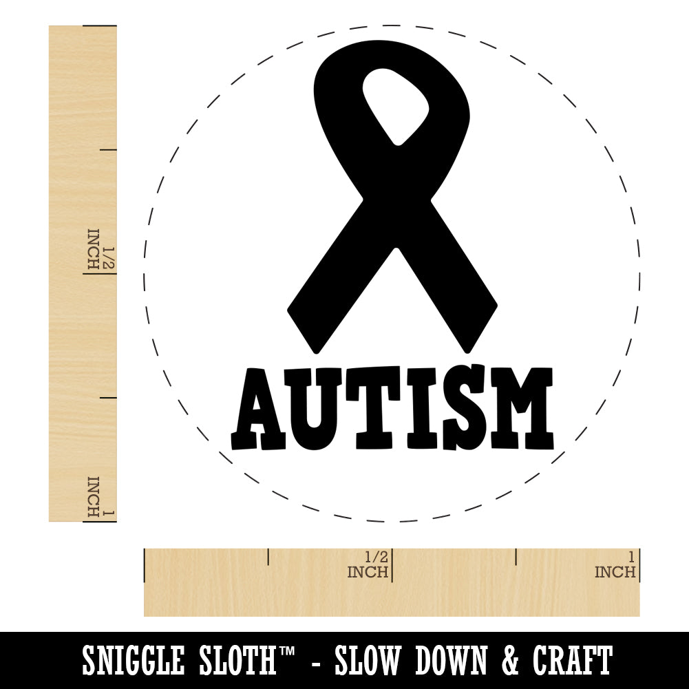 Autism with Awareness Ribbon Rubber Stamp for Stamping Crafting ...