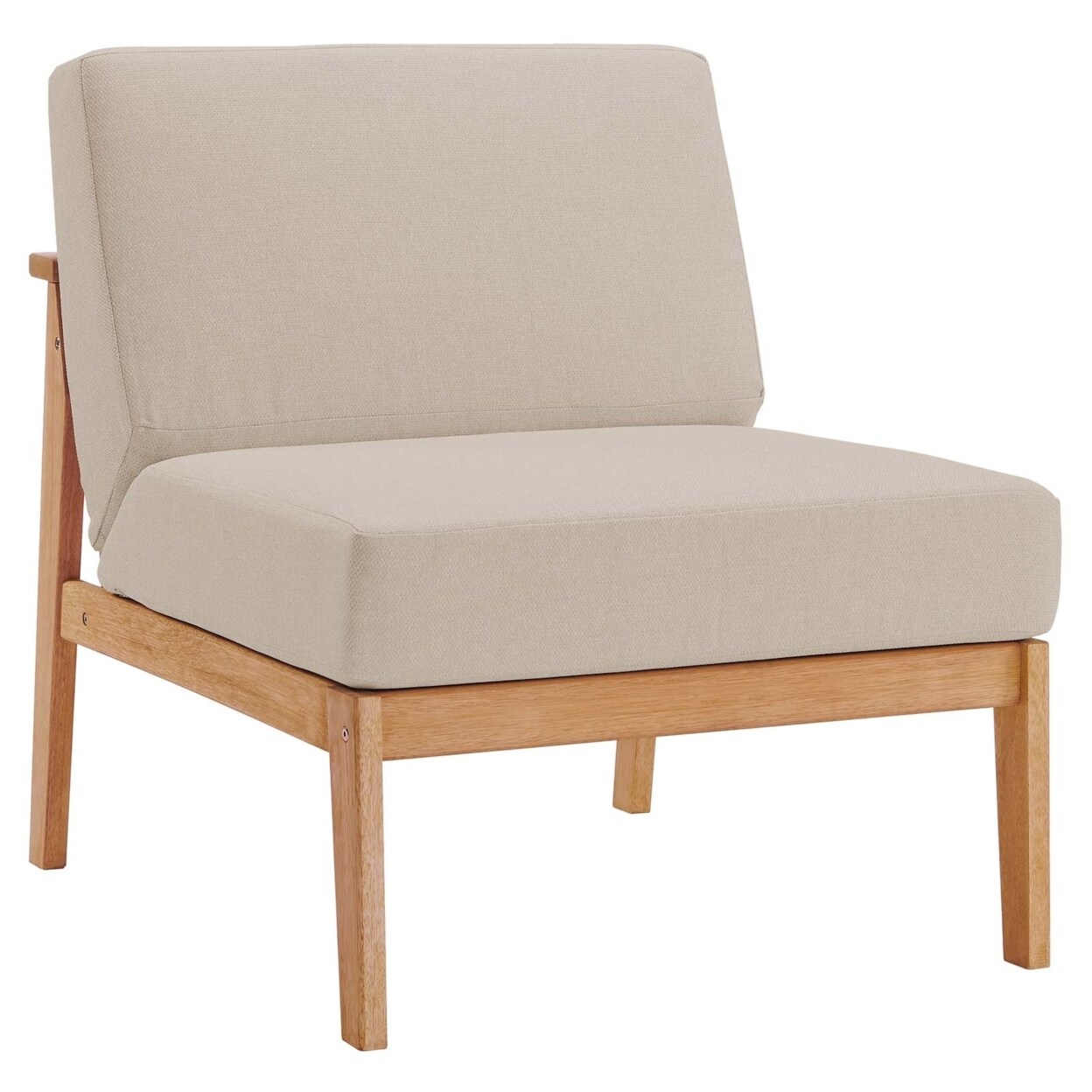 Modway Sedona Outdoor Patio Eucalyptus Wood Sectional Sofa Armless Chair-EEI-3681-NAT-TAU