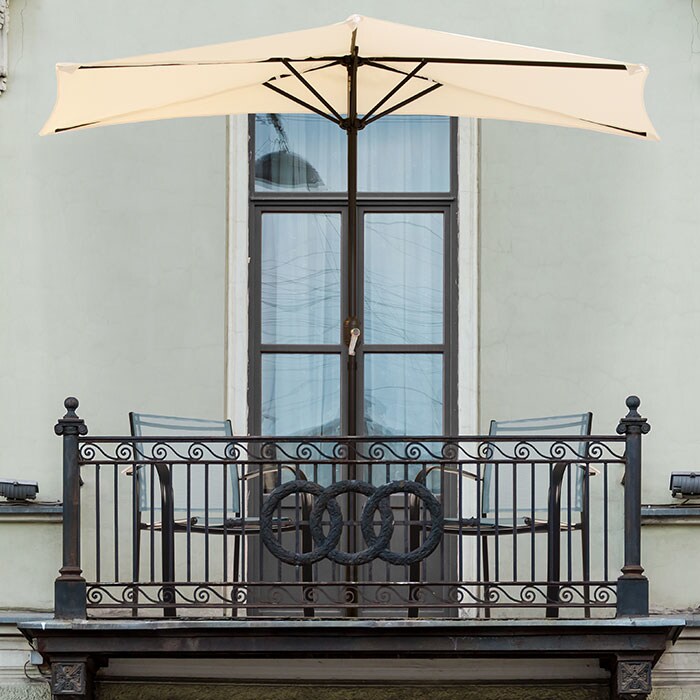 Pure Garden 9 Half Round Patio Umbrella - Tan For Patios Balconys Doorways