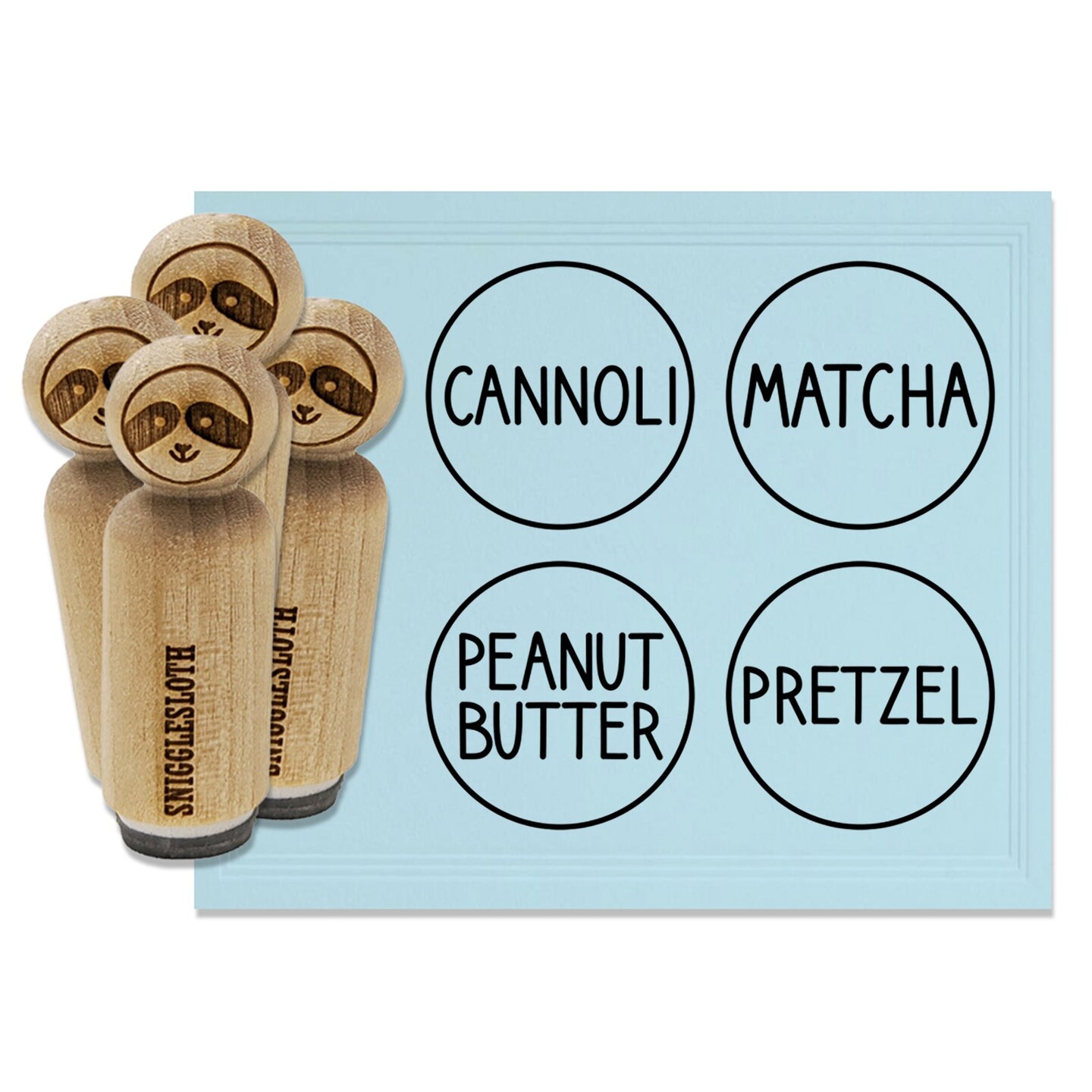 Flavor Scent Labels Peanut Butter Matcha Cannoli Pretzel Rubber Stamp Set for Stamping Crafting Planners
