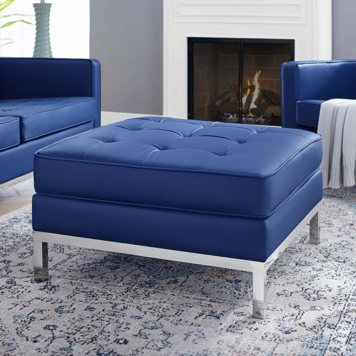 Modway Loft Tufted Upholstered Faux Leather Ottoman-EEI-3394