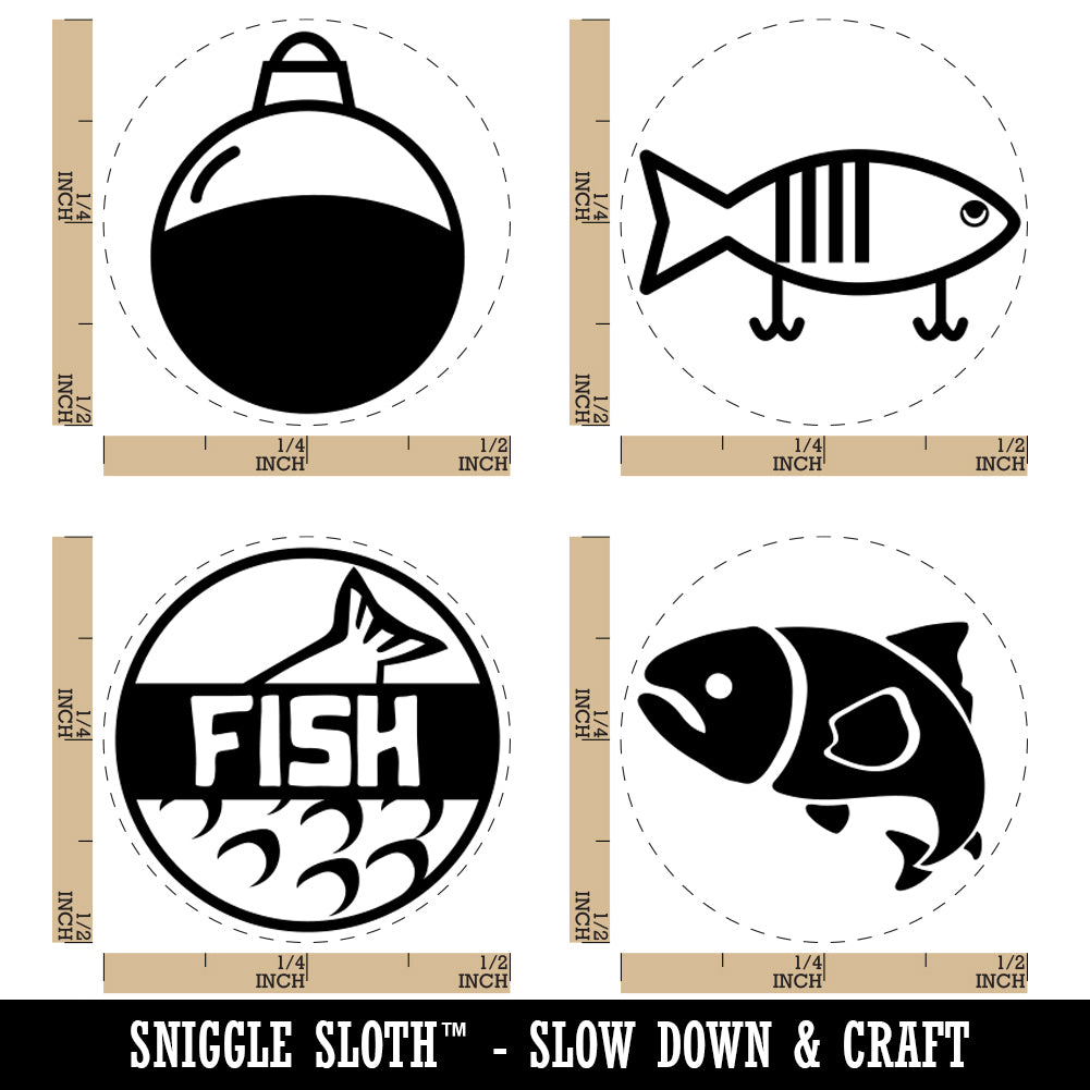 Fish Fishing Float Bobber Lure Rubber Stamp Set for Stamping Crafting