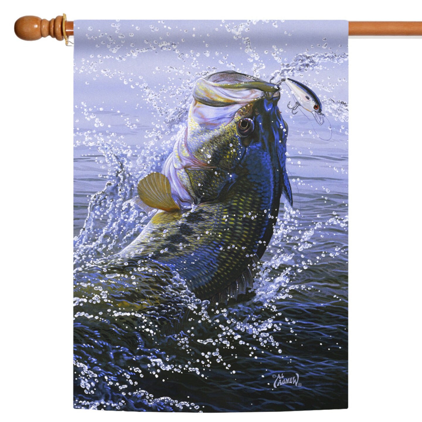 Toland Home Garden Blue and Green Fish On the Hook Outdoor House