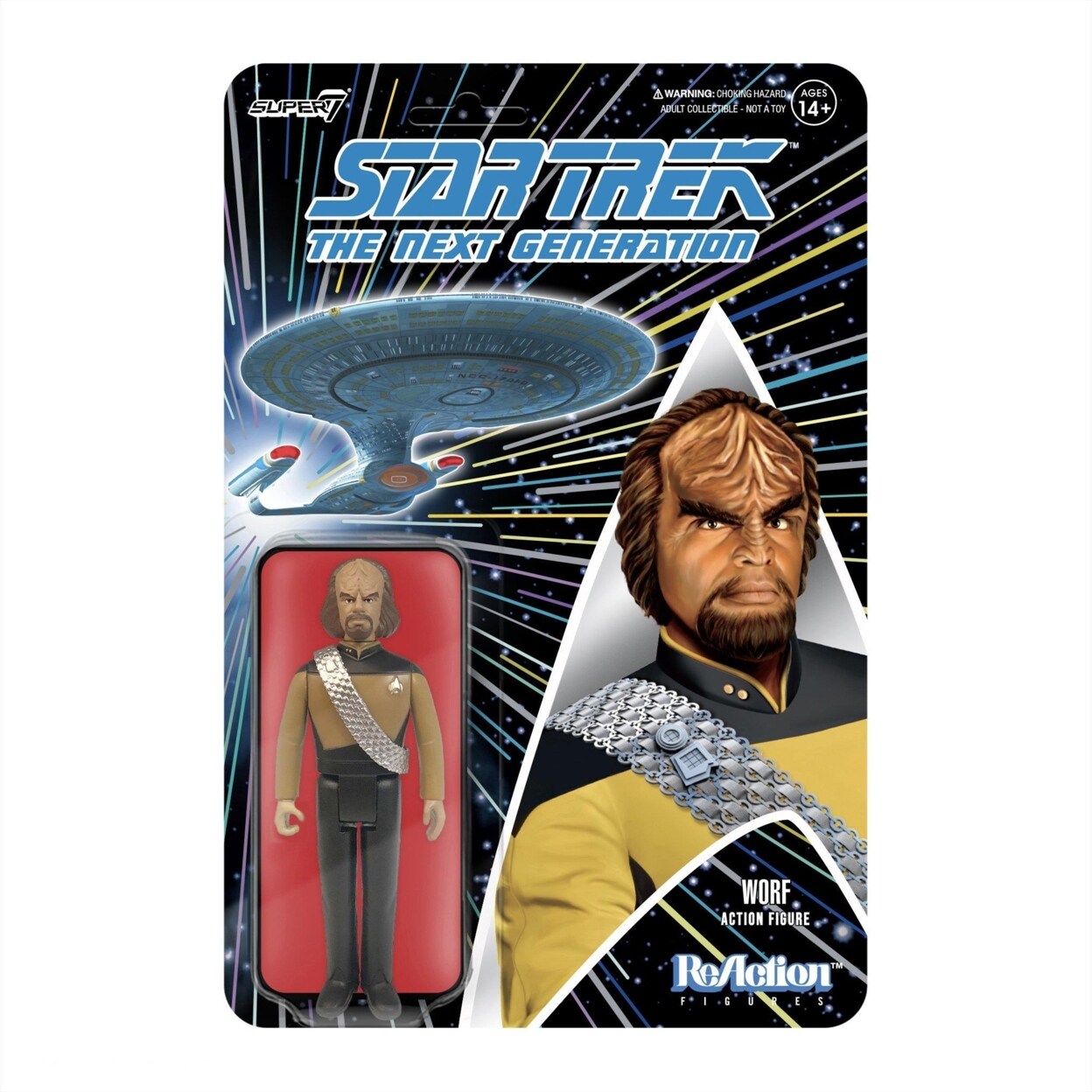 Super7 Star Trek Tng Worf Klingon Reaction Figure 375 Inch Collectible Toy
