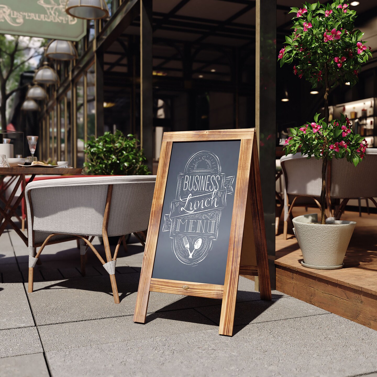 Canterbury 40&#x22; x 20&#x22; Vintage Wooden A-Frame Magnetic Indoor/Outdoor Chalkboard Sign, Freestanding Double Sided Extra Large Message Board - Rustic Brown