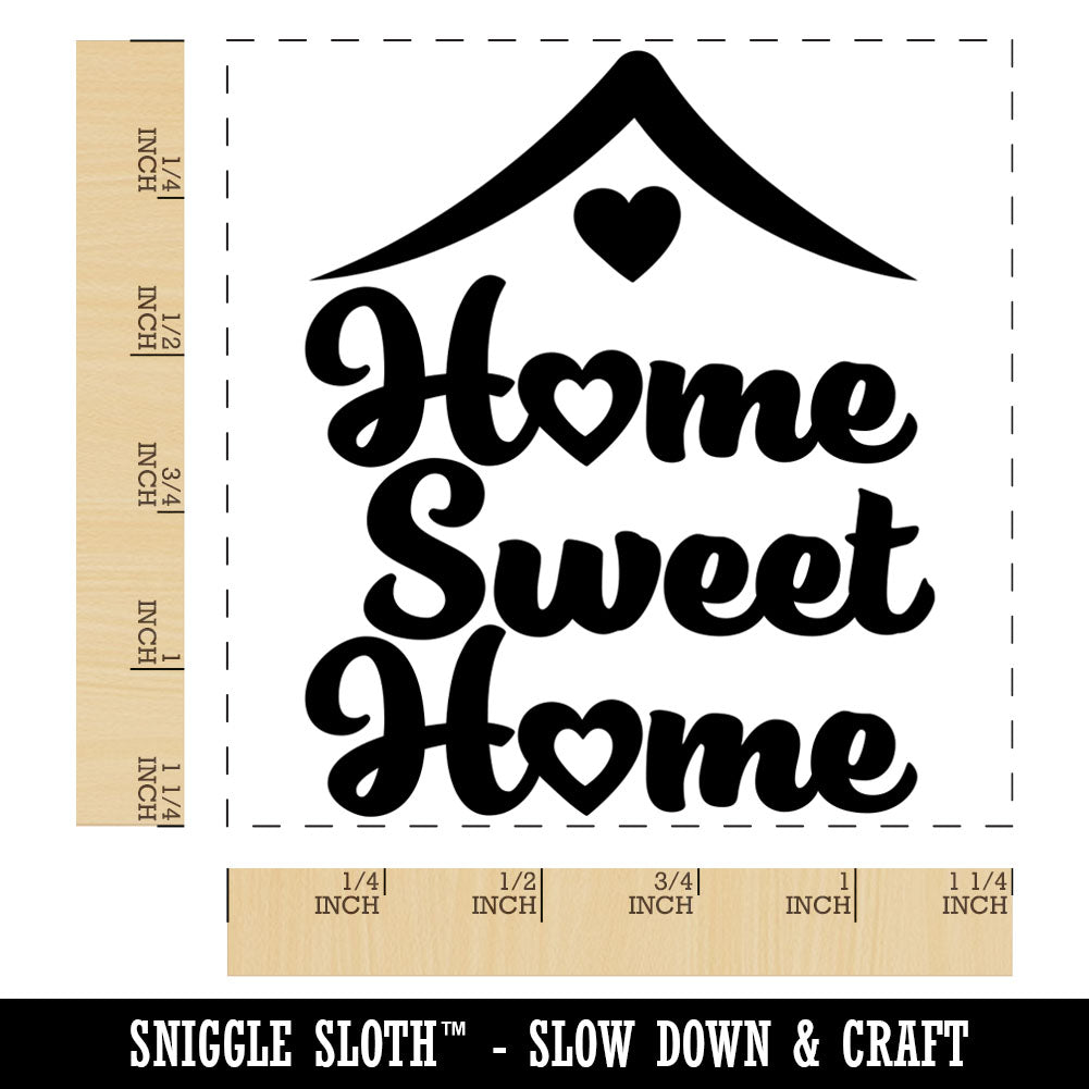 Home Sweet Home with Hearts Square Rubber Stamp for Stamping Crafting