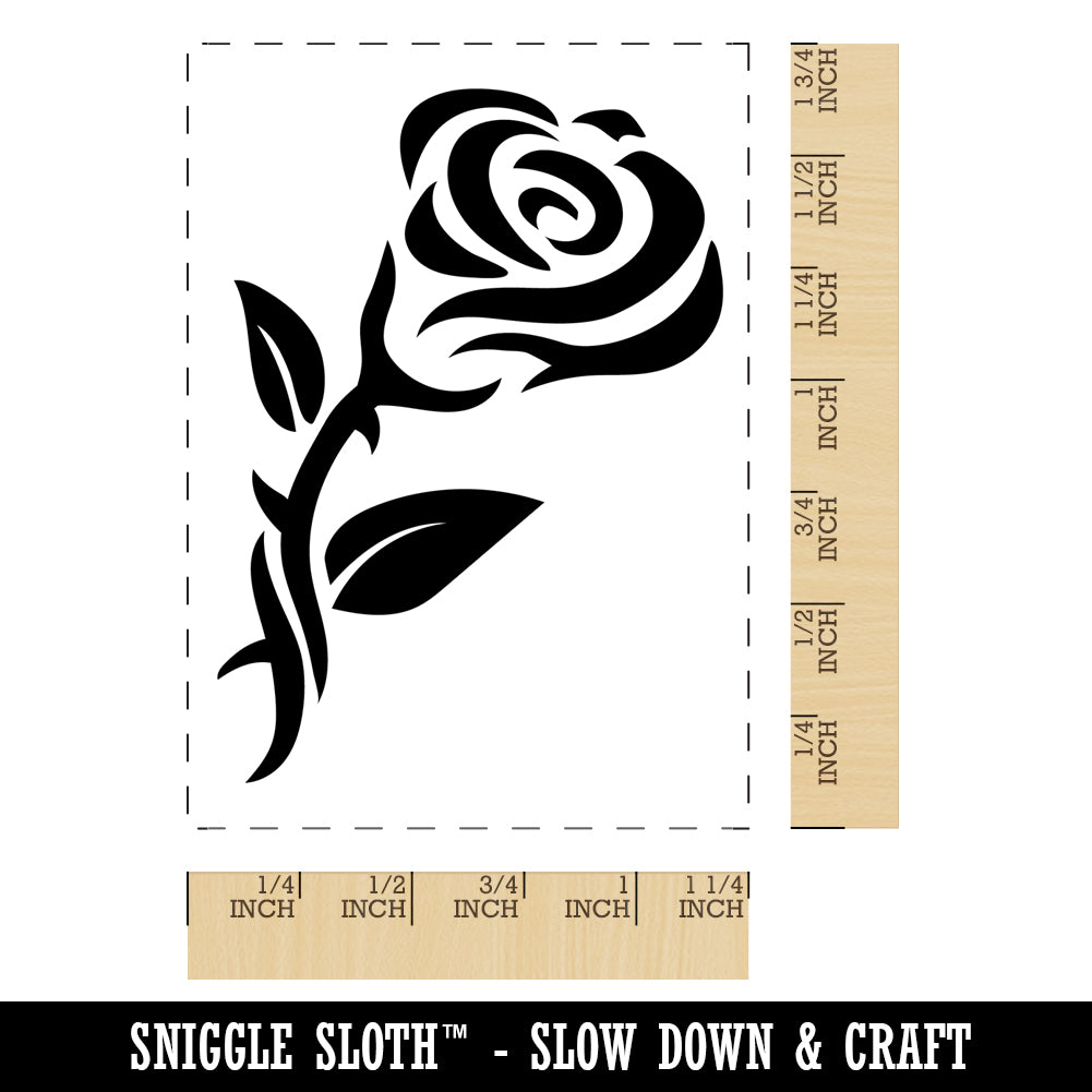 Tribal Rose Flower Rectangle Rubber Stamp for Stamping Crafting