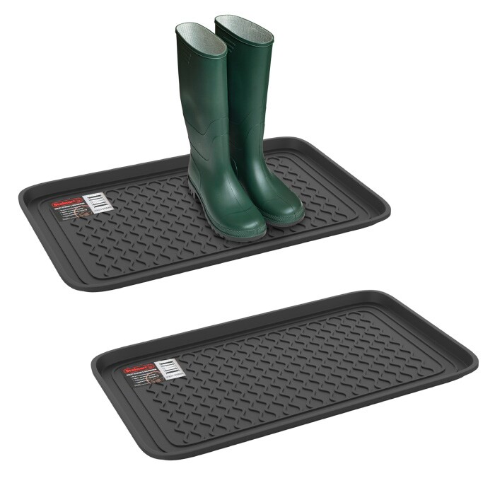 All Weather Boot Tray - Medium Water Resistant Plastic Utility Shoe Mat 25 X 15 Inches 2 Pack