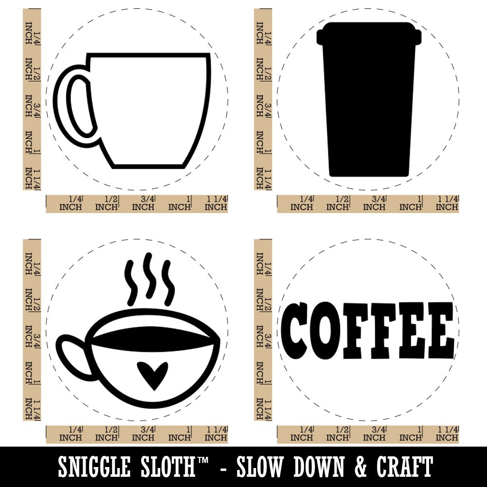 Fun Coffee Cup Travel Mug Rubber Stamp Set for Stamping Crafting Planners