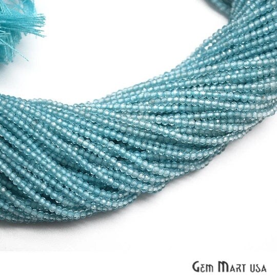 Blue Apatite Rondelle Beads, 12-13 Inch Gemstone Strands, Drilled Strung Nugget Beads, Faceted Round, 2-2.5mm, GemMartUSA (RLBA-70000)