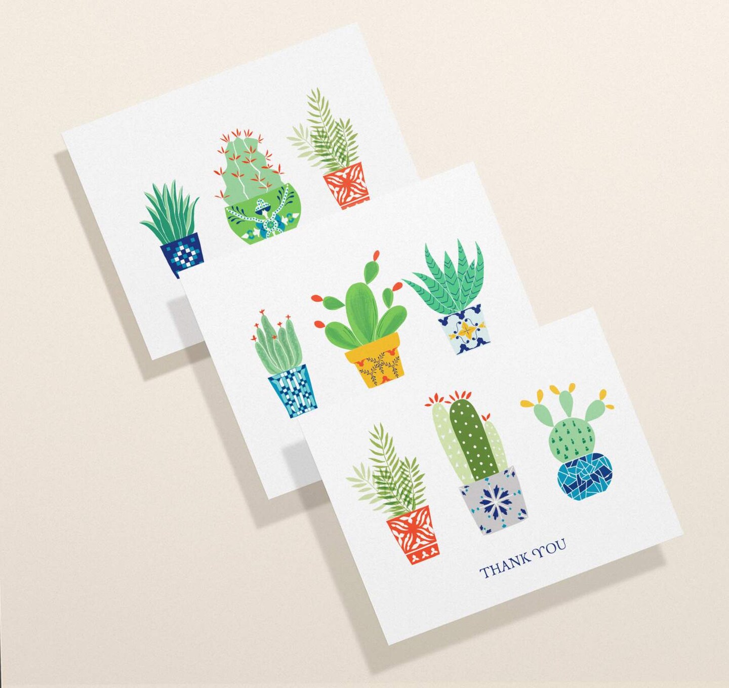 Succulent Thank You Card Set | All-Occasion Assorted Thank You Notes With Envelopes | 12, 24, 48, 96