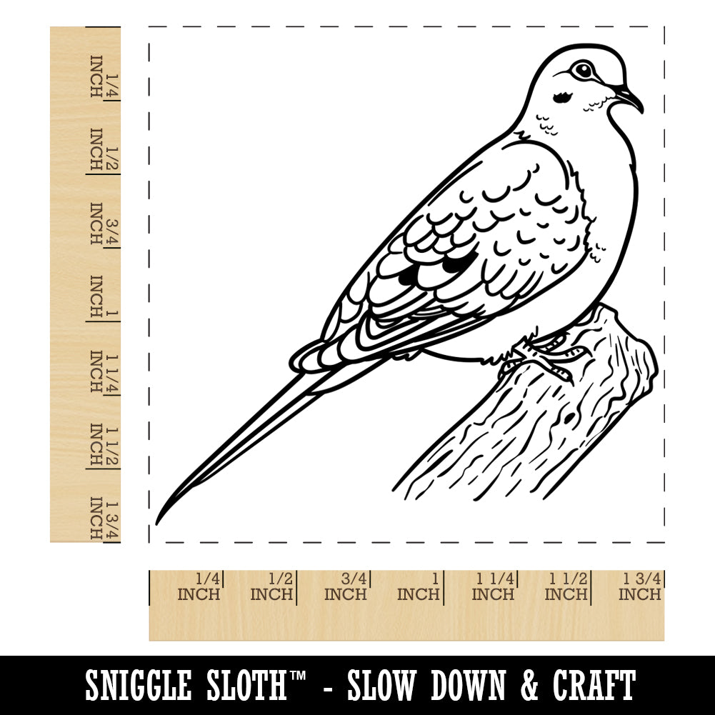 Watchful Mourning Dove Bird Square Rubber Stamp for Stamping Crafting
