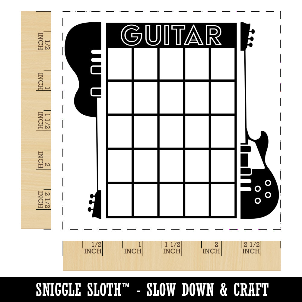Split Electric Guitar Chord Chart Square Rubber Stamp for Stamping ...