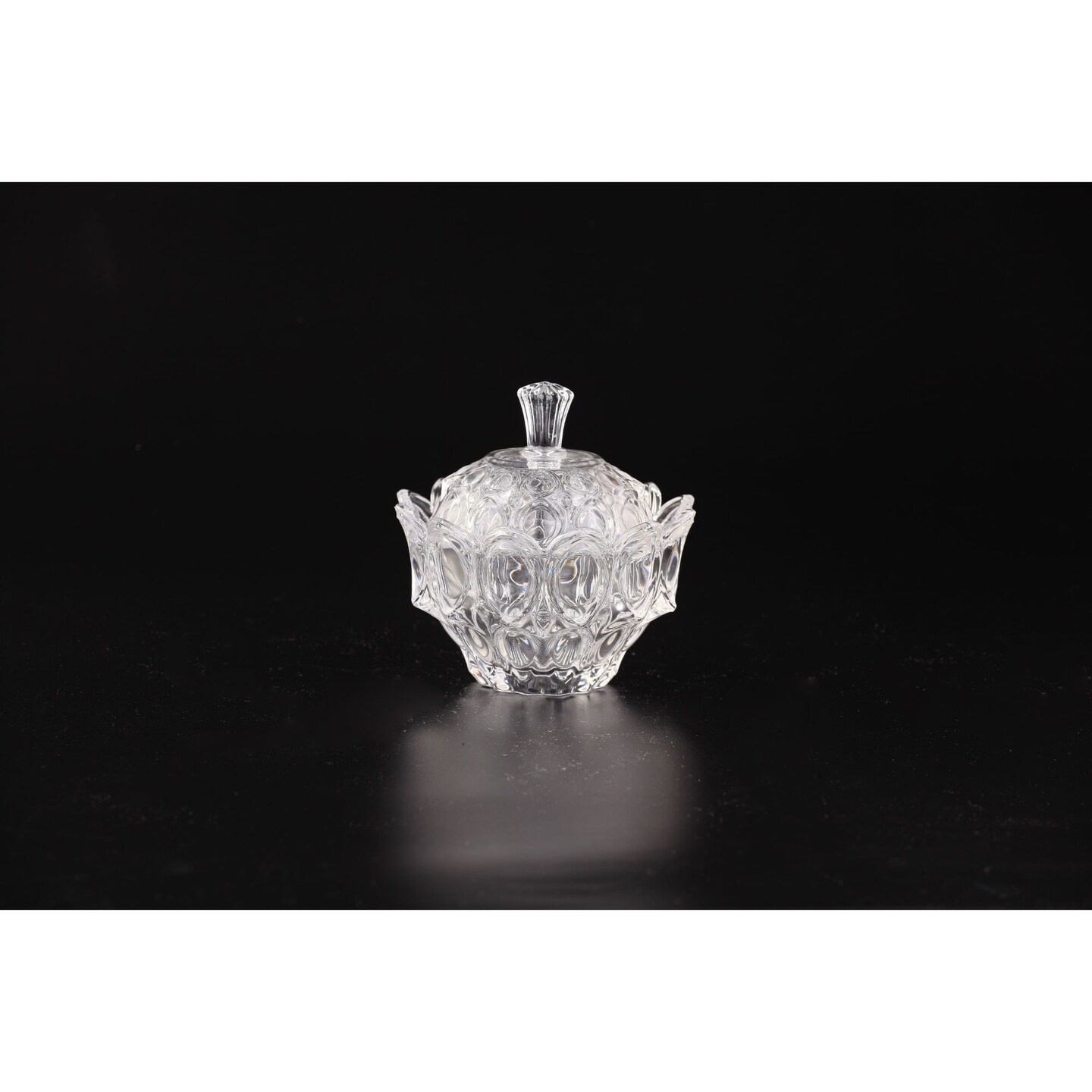 CC Home Furnishings 4.5” Crystal Clear Hand Blown Glass Jar with Finial Lid