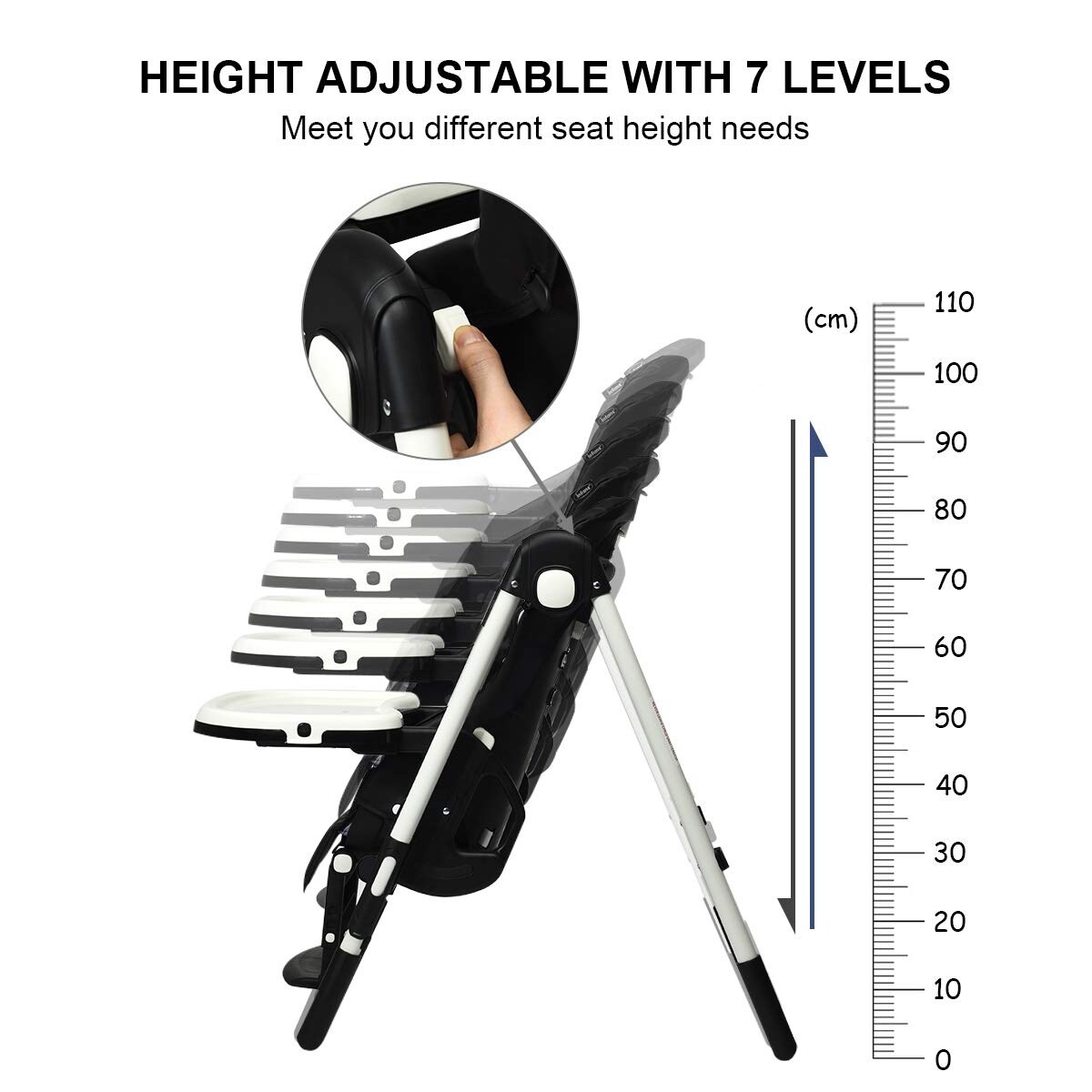 Foldable High chair with Multiple Adjustable Backrest
