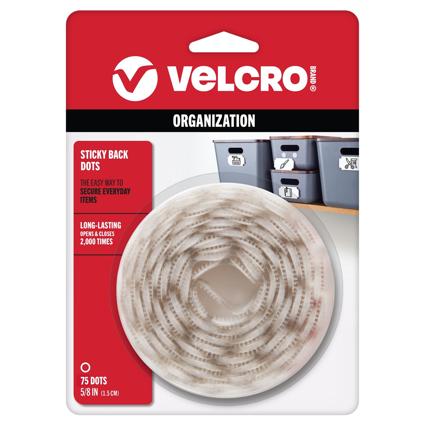 VELCRO(R) Brand Sticky Back Coins .625&#x22; 75/Pkg-White