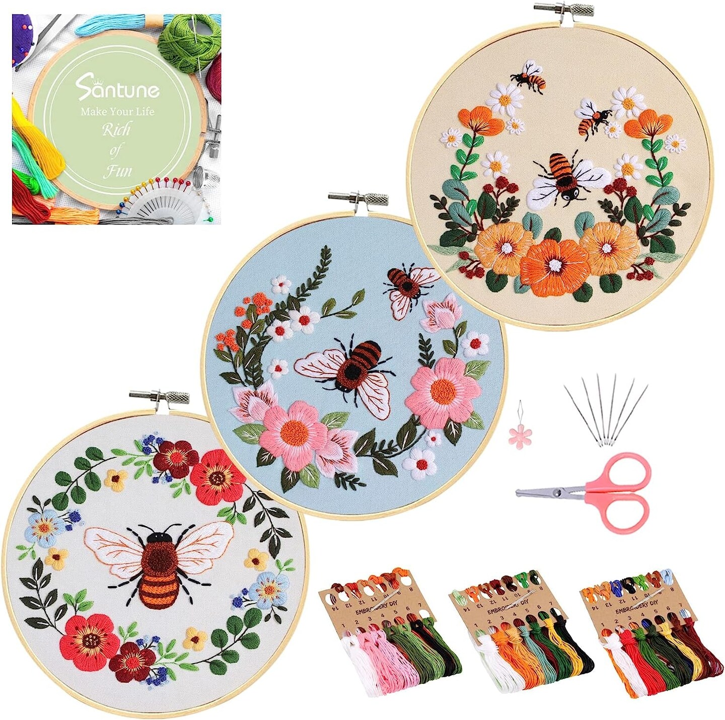 3 Sets Embroidery Kit for Beginners Needlepoint Cross Stitch Kits for  Adults,Stitch Learning DIY Kit with Easy Instruction Video,Stamped Floral  Embroidery Patterns,Hoop,Threads,Sewing Hobby | Michaels